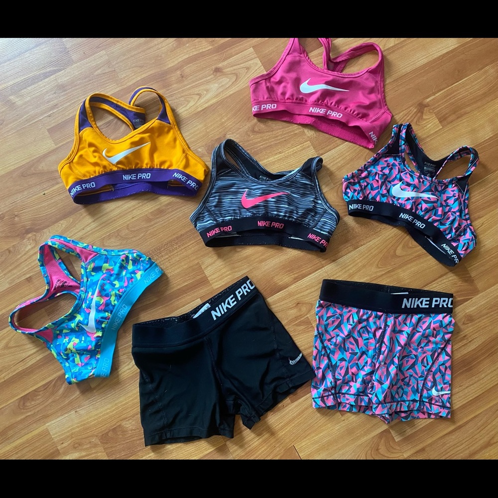 Nike pro sports bra short lot girls small